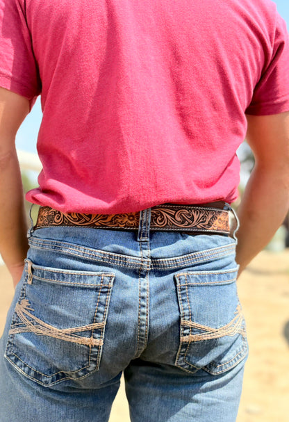 Tooled Leather Belt