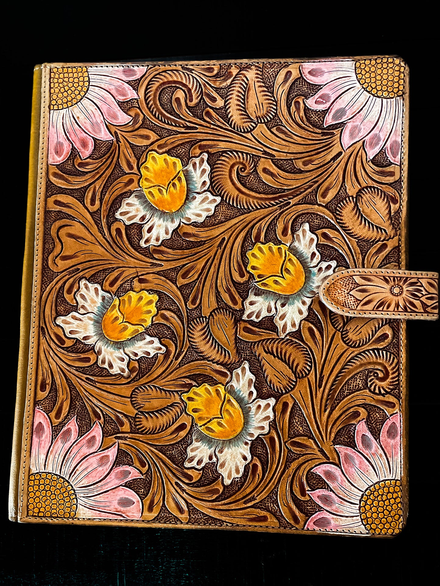 Floral Leather Binder
