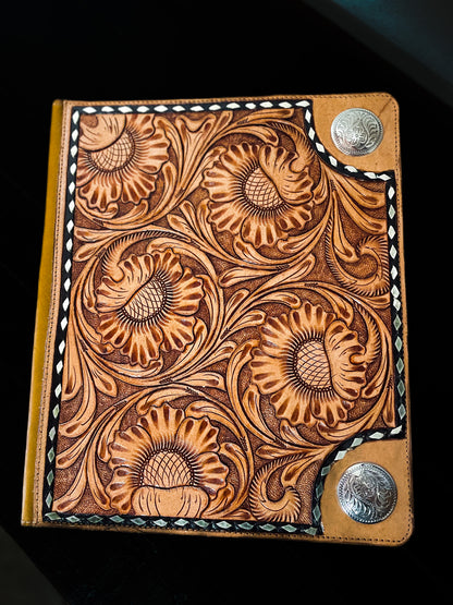Western Tooled Leather with Conch Folder