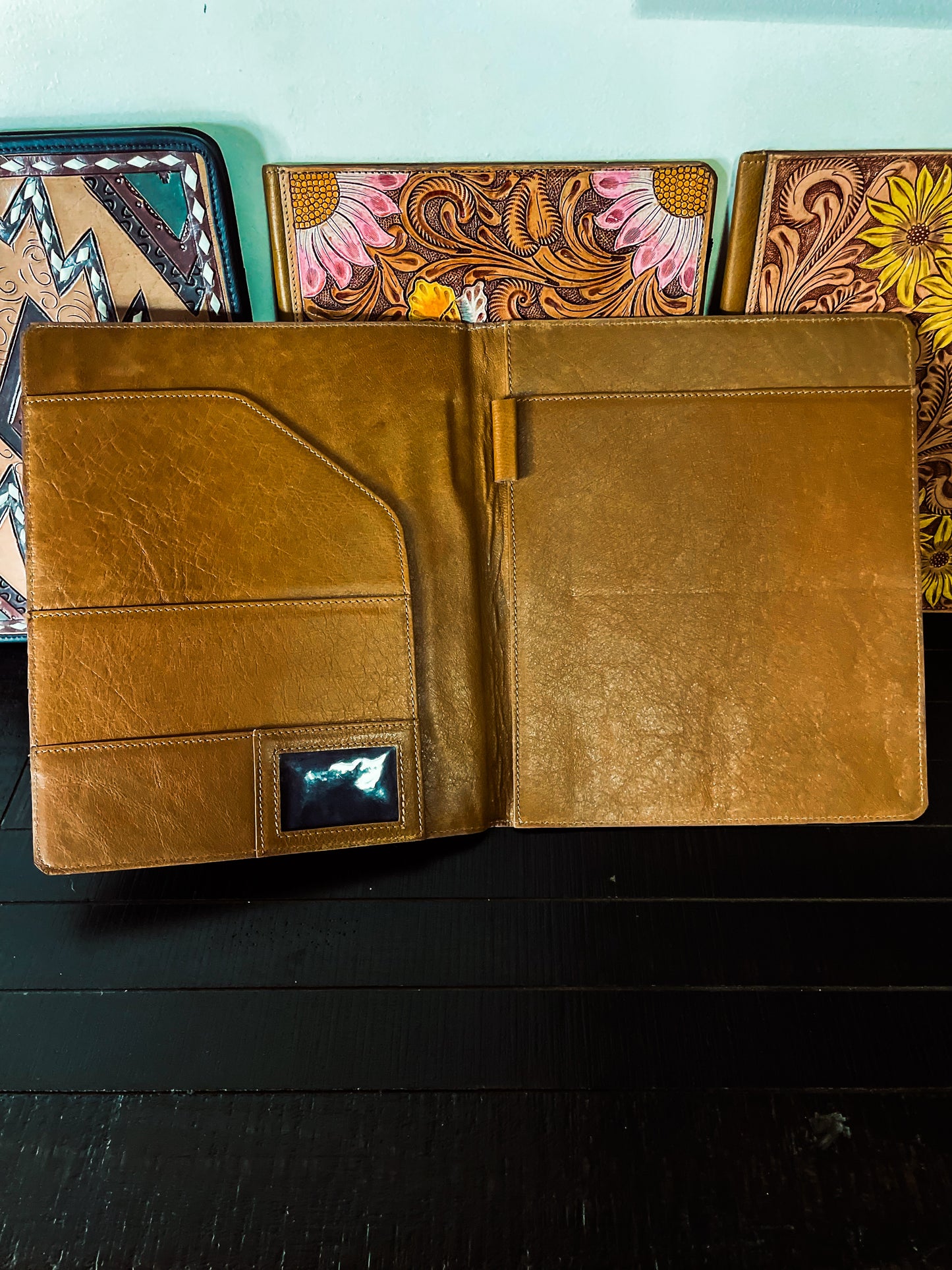 Western Tooled Leather with Conch Folder
