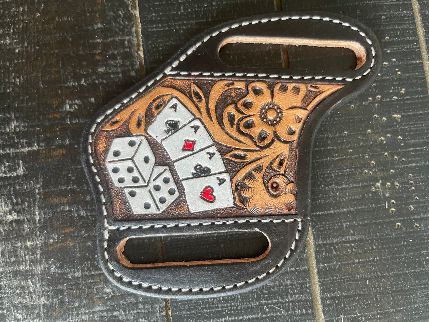 Guys tooled Flower and Ace  knife sheath